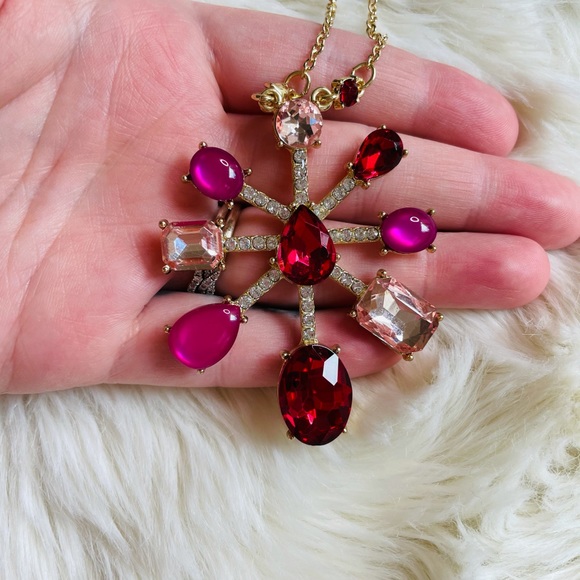 A New Day Pink Gemstone Statement Necklace NWT - Picture 2 of 4